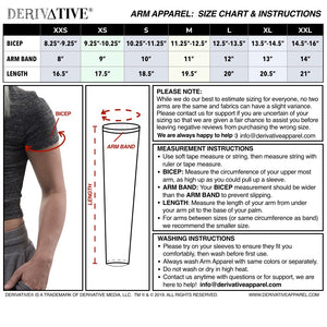 arm sleeves, arm warmers size chart