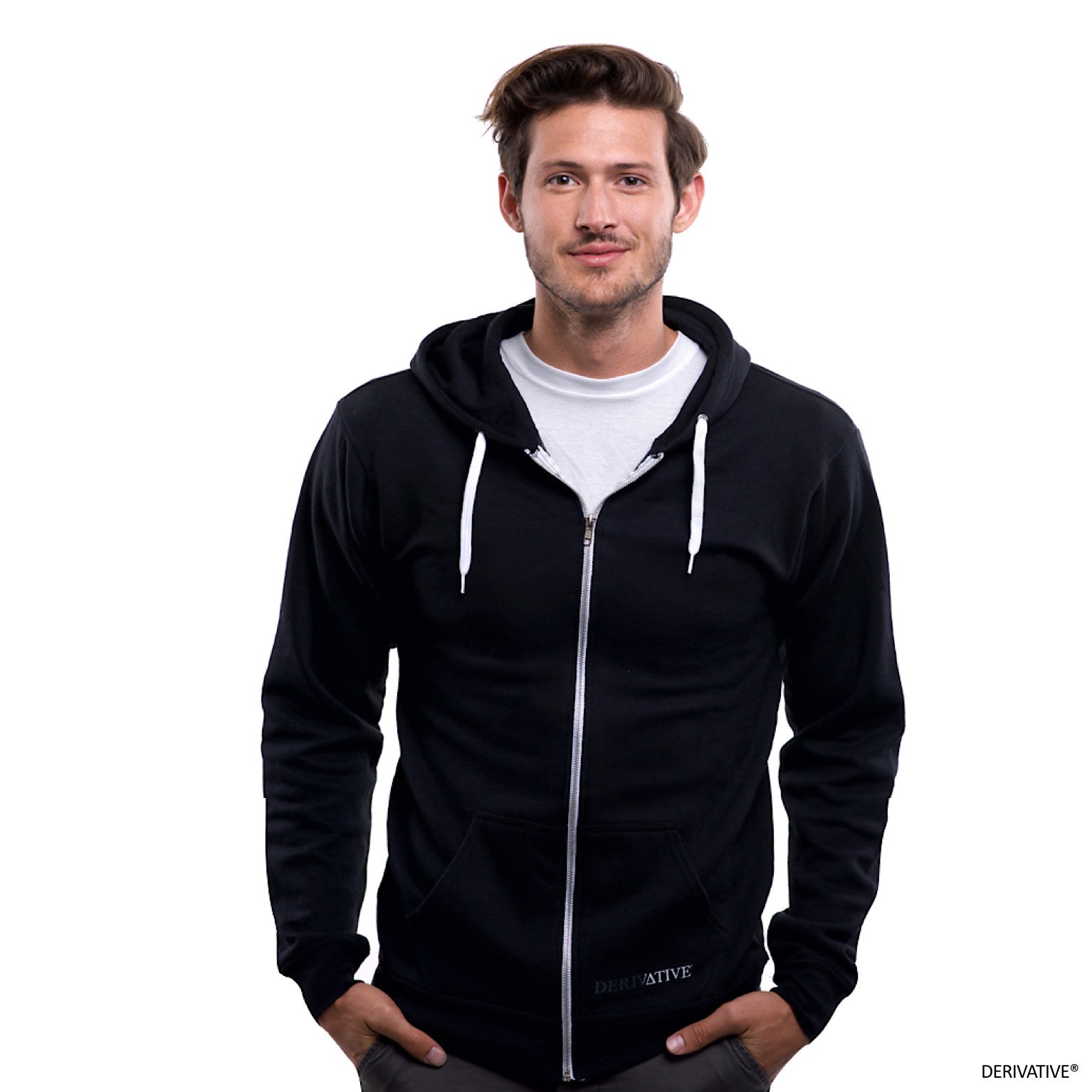 cameron kolbo in eco friendly black hoodie, hoodies mens & womens sustainable eco friendly clothing brand