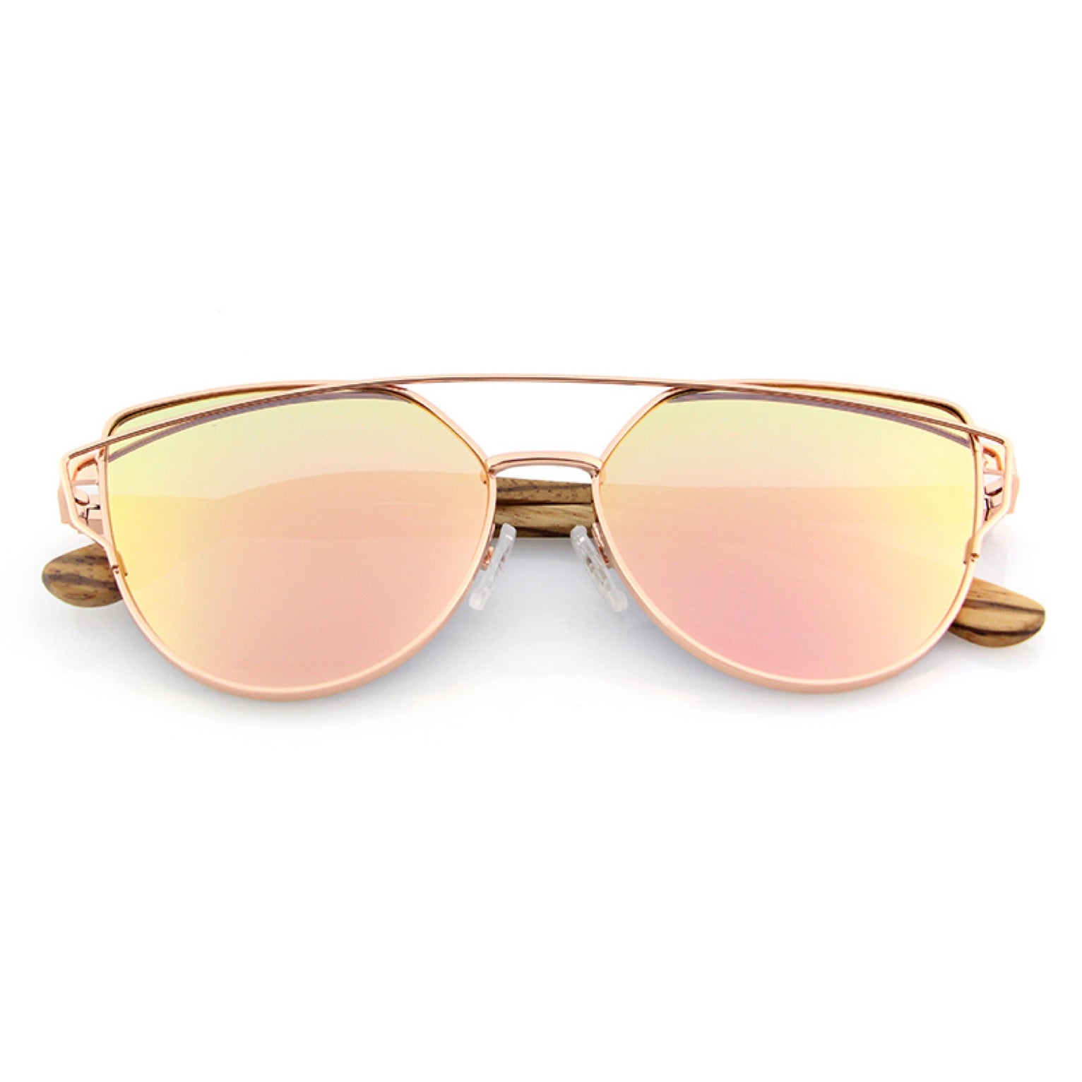 mirrored rose gold cat eye sunglasses