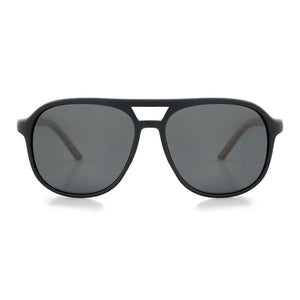 Black Polarized Wood Aviator Sunglasses