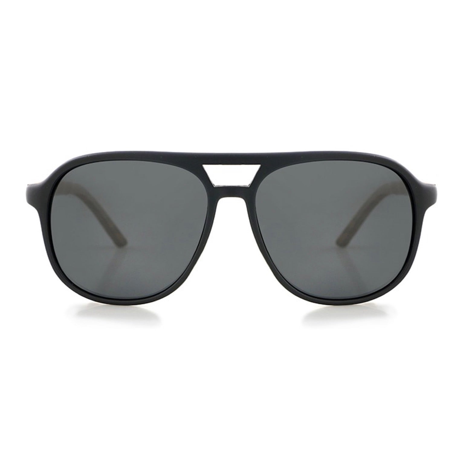 Black Polarized Wood Aviator Sunglasses