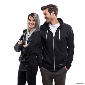 shanley mcintee & cameron kolbo derivatives eco friendly black hoodies, men's & women's recycled hoodies and apparel, eco friendly fashion