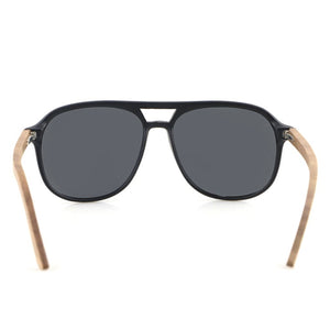 Black Polarized Wood Aviator Sunglasses