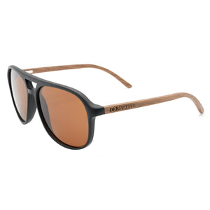 Brown Polarized Wood Aviator Sunglasses