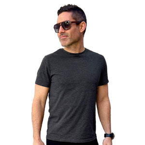 sustainable charcoal heather grey tee shirt for men and women