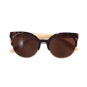 womens tortoiseshell cat-eye bamboo wood sunglasses