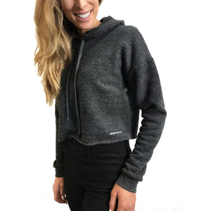 womens organic cotton and recycled polyester tri blend cropped hoodie